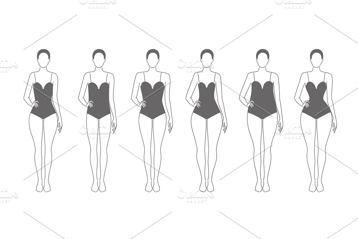 Five types of women s body shapes, an Object Illustration by Alltruecolours