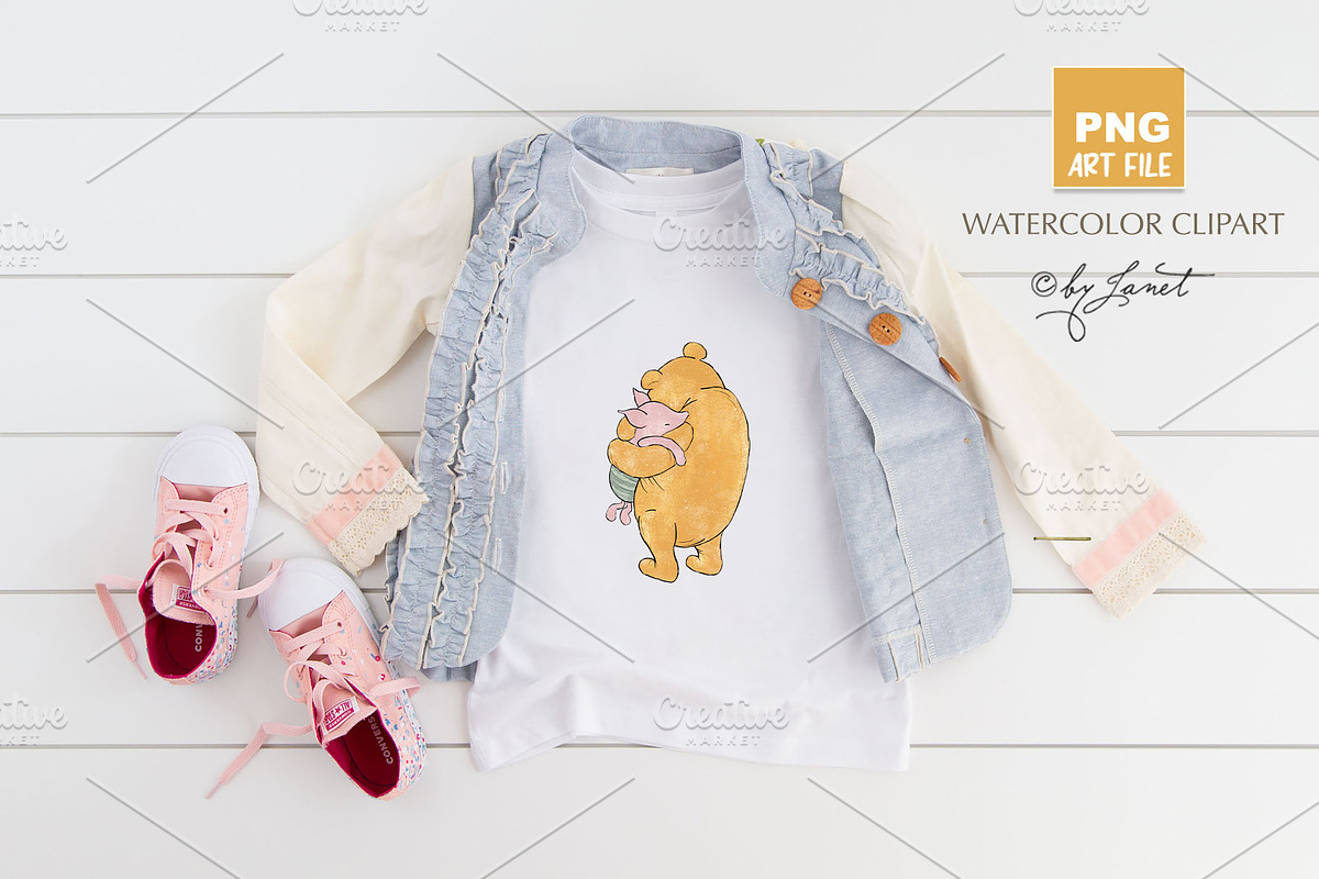 Classic Winnie The Pooh clipart, an Animal Illustration by helloPAPER (Photo 2 of 6)