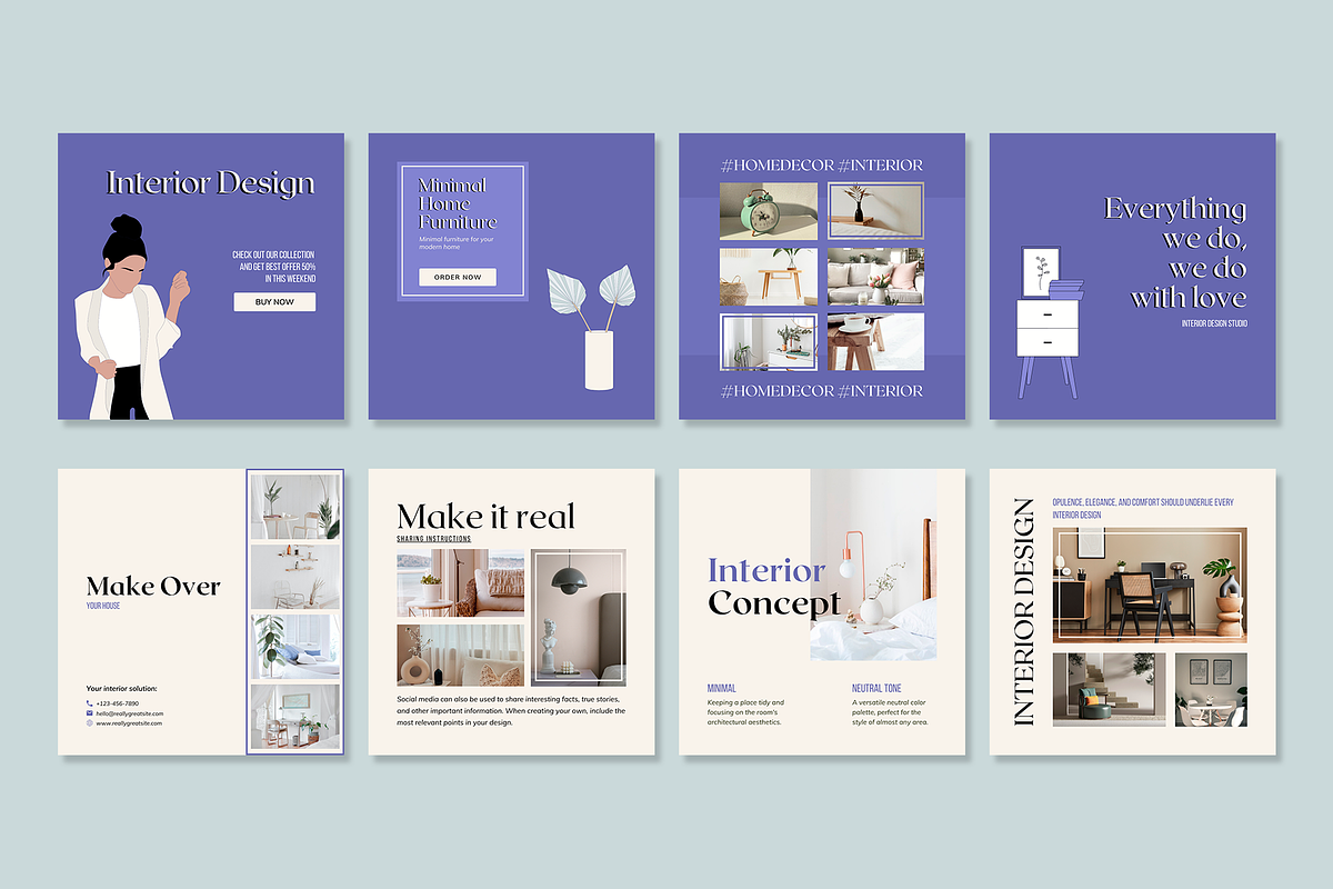 100 Instagram for Interior Designer, a Social Media Template by Lafnaeri