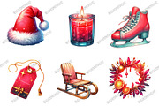 Chic Neon Red Christmas Clipart, a Graphic by designcity5 (Thumbnail 3 of 5)