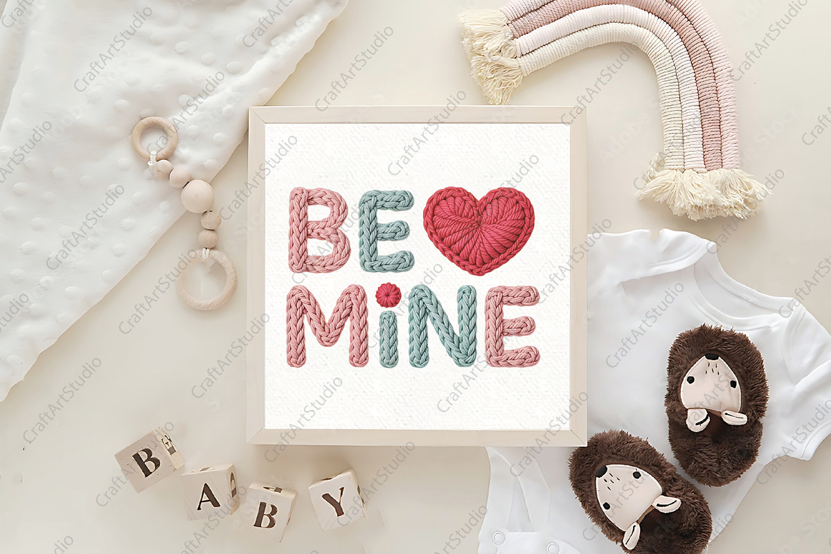Valentine Faux Yarn Be Mine Png, an Illustration by CraftArtStudio (Photo 4 of 4)