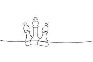 Minimalist chess line art of king, an Object Illustration by GraphiShop