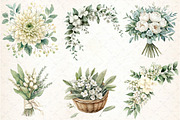 Sage Green and Ivory Flowers Clipart, an Illustration by DreamCafeArt (Thumbnail 4 of 8)