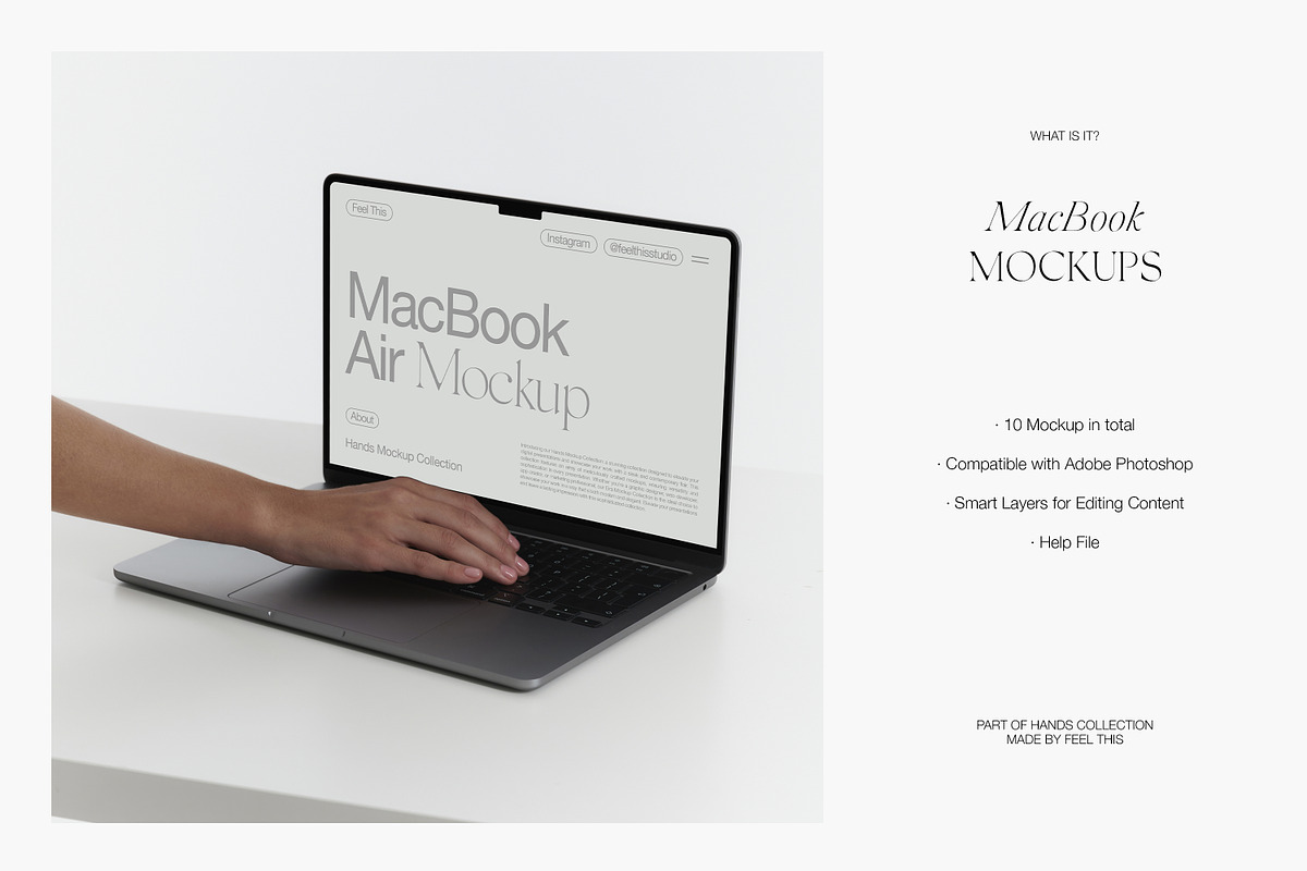MacBook Air M2 with Hand Mockups, a Mac Mockup by Feel This (Photo 2 of 8)