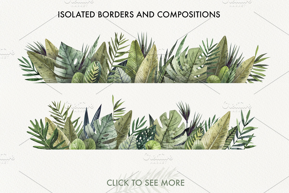 TROPICAL LEAVES & ELEMENTS, a Decorative Illustration by Watercolor by Tonia Tkach (Photo 4 of 6)