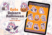 Cute Unicorn Halloween Sticker Set, a Graphic by Dori Debreceni draws (Thumbnail 4 of 4)