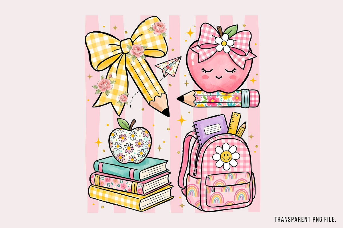 Preppy Back to School Girly Png, an Object Illustration by Clipart Bloom (Photo 3 of 3)