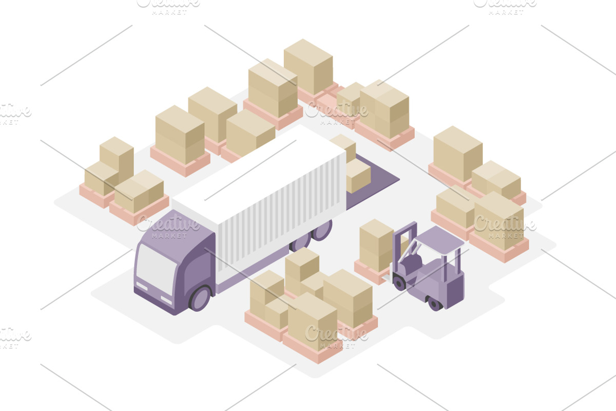 Warehouse Isometric Elements, a Transportation Illustration by Rassko (Photo 4 of 5)