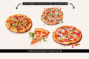 Watercolor PNG Pizza Clipart, a Food Illustration by Geniecreativestudio (Thumbnail 4 of 9)