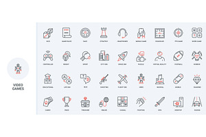 Computer & mobile game video icons, an Object Illustration by Lemberg Vector