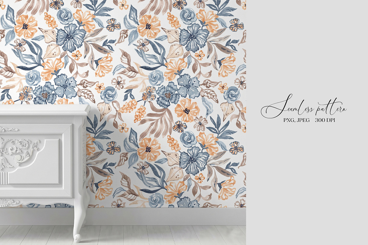 Watercolor Summer Garden Blooms, a Pattern Graphic by SirenaArt (Photo 8 of 13)