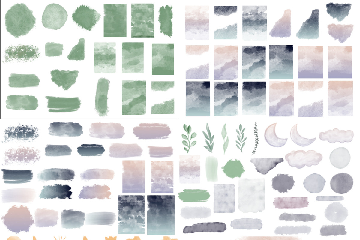 200 Watercolor Swatches Clipart, PNG, a Texture Graphic by Chipshpow Graphics (Photo 7 of 7)