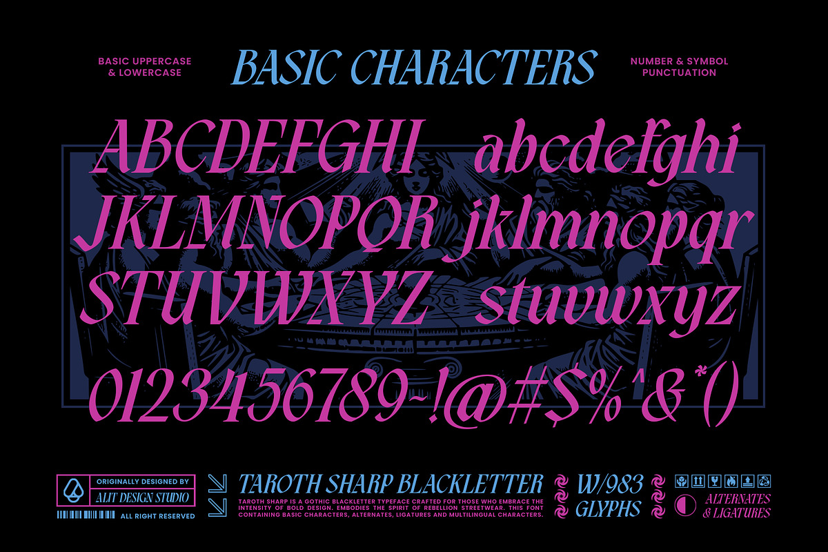Taroth Sharp Typeface, a Blackletter Font by alit design (Photo 6 of 17)
