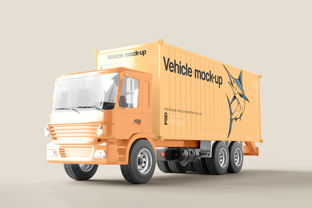 Cargo Container Truck Mockups, a Merchandise Mockup by pmvch