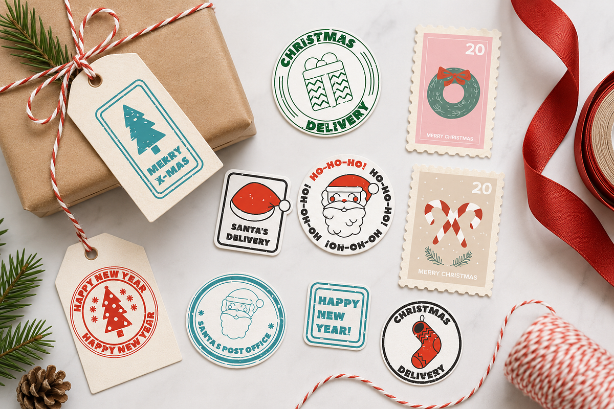 Christmas Stamps Illustrations, a Seasonal Illustration by Anna Studio (Photo 6 of 12)