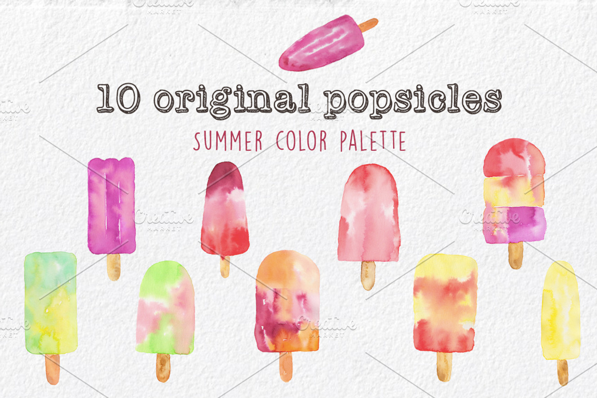 Summer Popsicles & Pattern Clip Art, a Food Illustration by MaraquelaStudio (Photo 2 of 5)