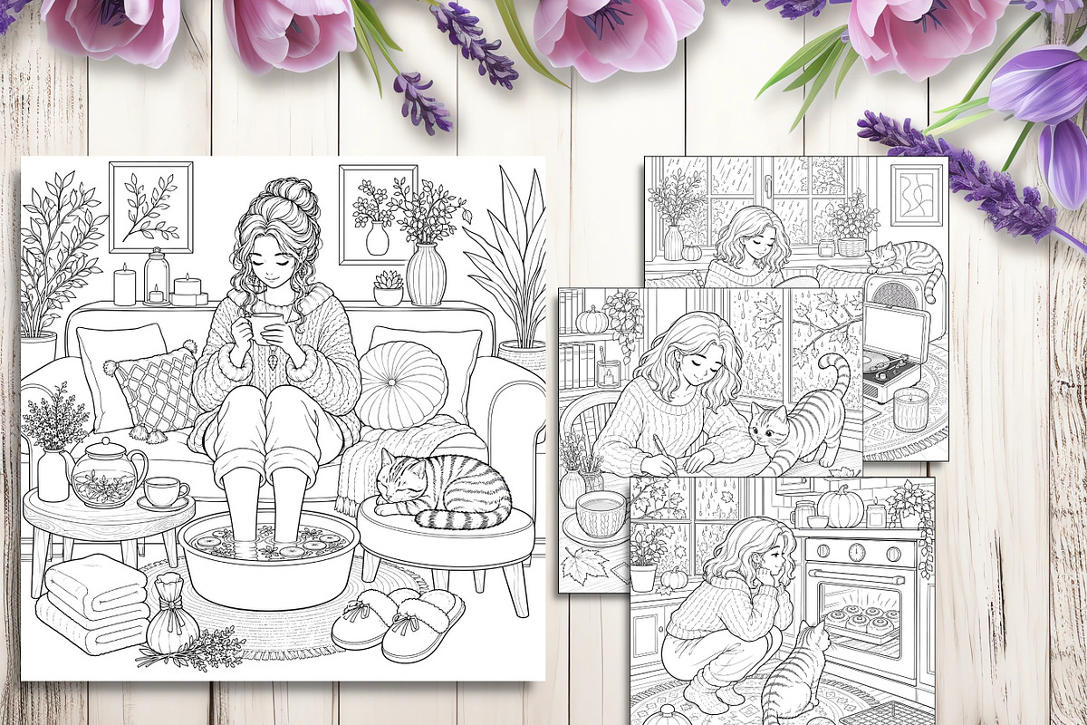 Cozy Fall Coloring Pages Bundle, a Brochure Template by LA Design (Photo 6 of 10)