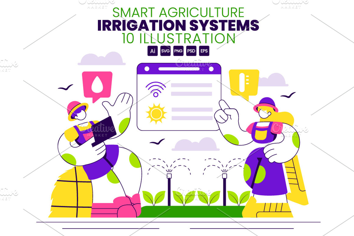 10 Smart Agriculture Irrigation, a Technology Illustration by denayunebgt (Photo 1 of 4)