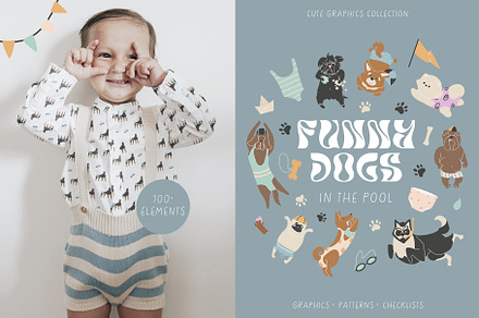 Funny dogs in the pool