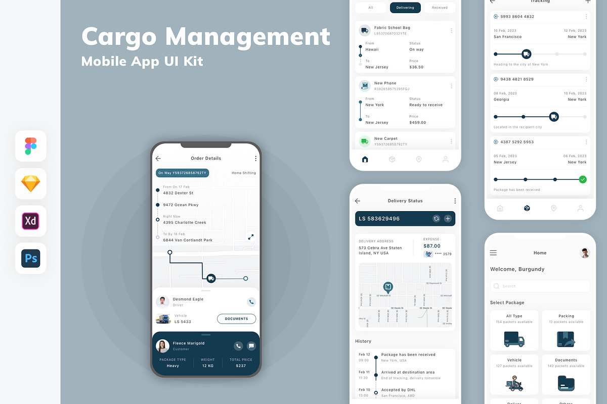 Cargo Management Mobile App UI Kit, an UI Kit Template by uicube