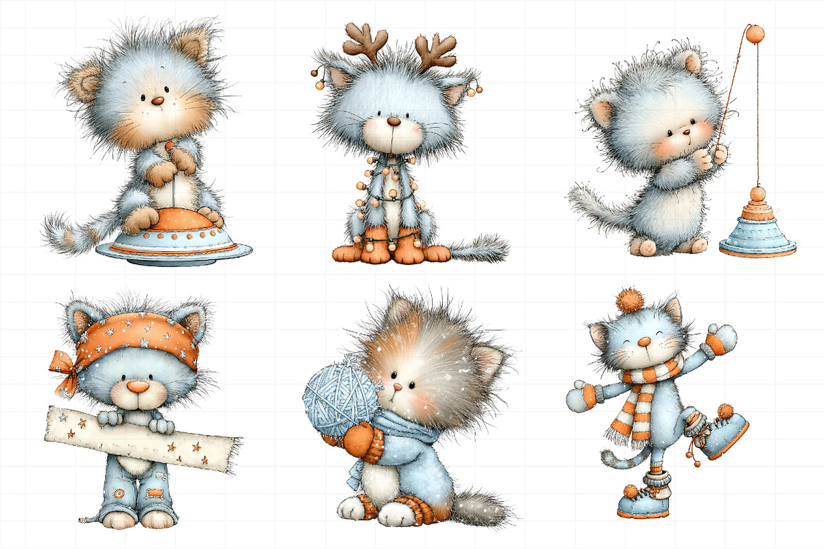 Whimsical Christmas Cat Clipart, an Illustration by Daily.Designs (Photo 5 of 5)