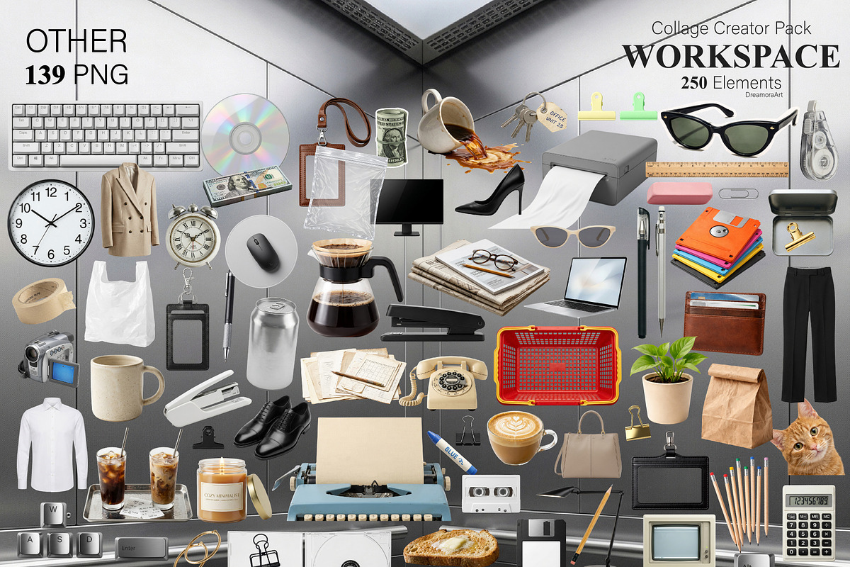 Workspace Collage Creator Kit 250PNG, an Object Graphic by DreamoraArt (Photo 5 of 8)