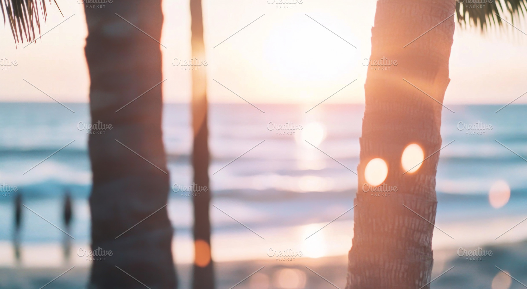 Blurry out-of-focus palm trees by oc, a Photo by Dvoevnore photos