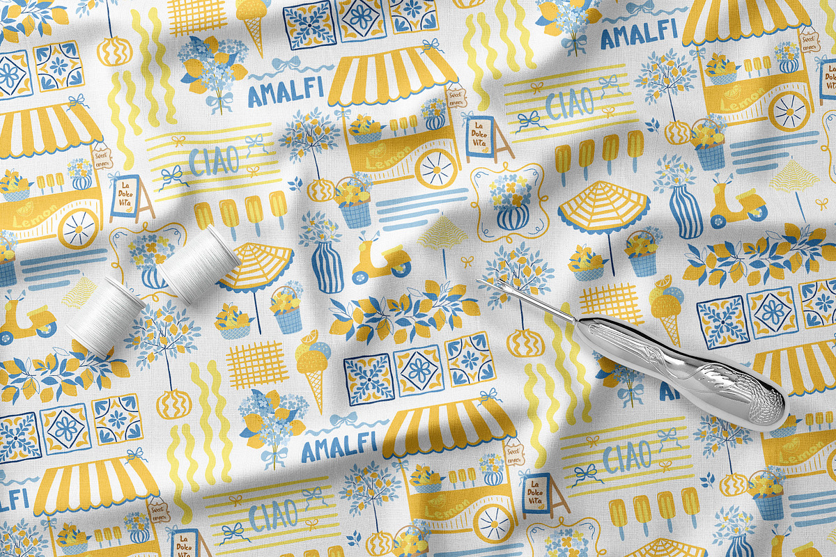 Limoncello - summer Amalfi patterns, a Pattern Graphic by Tani Kuzminka (Photo 2 of 24)