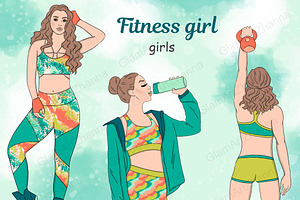 Fitness Girl Clipart Girls, a Sport Illustration by GlamArtZhanna
