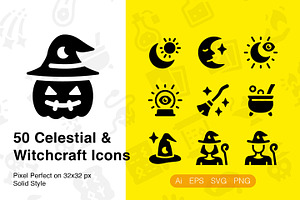 Celestial and Witchcraft Solid Icons