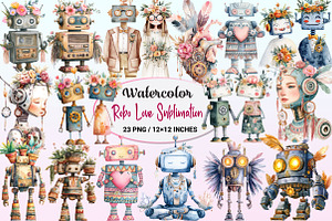 Robo Love Clipart Sublimation, a Graphic by CitraGraphics