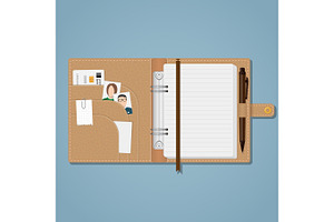 Notebook with snap and pen, an Object Graphic by SkyVectors