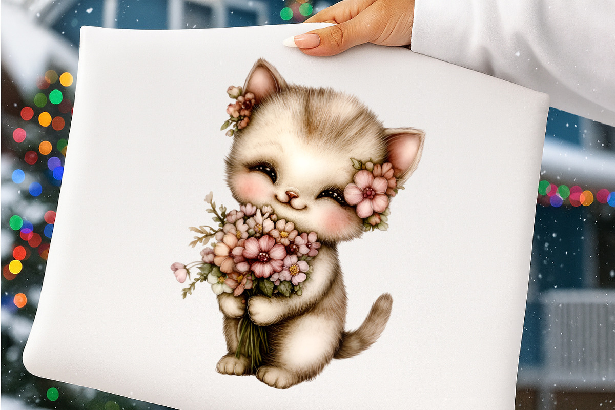 Whimsical Spring Cats Clipart, an Illustration by SinaCreation (Photo 10 of 11)