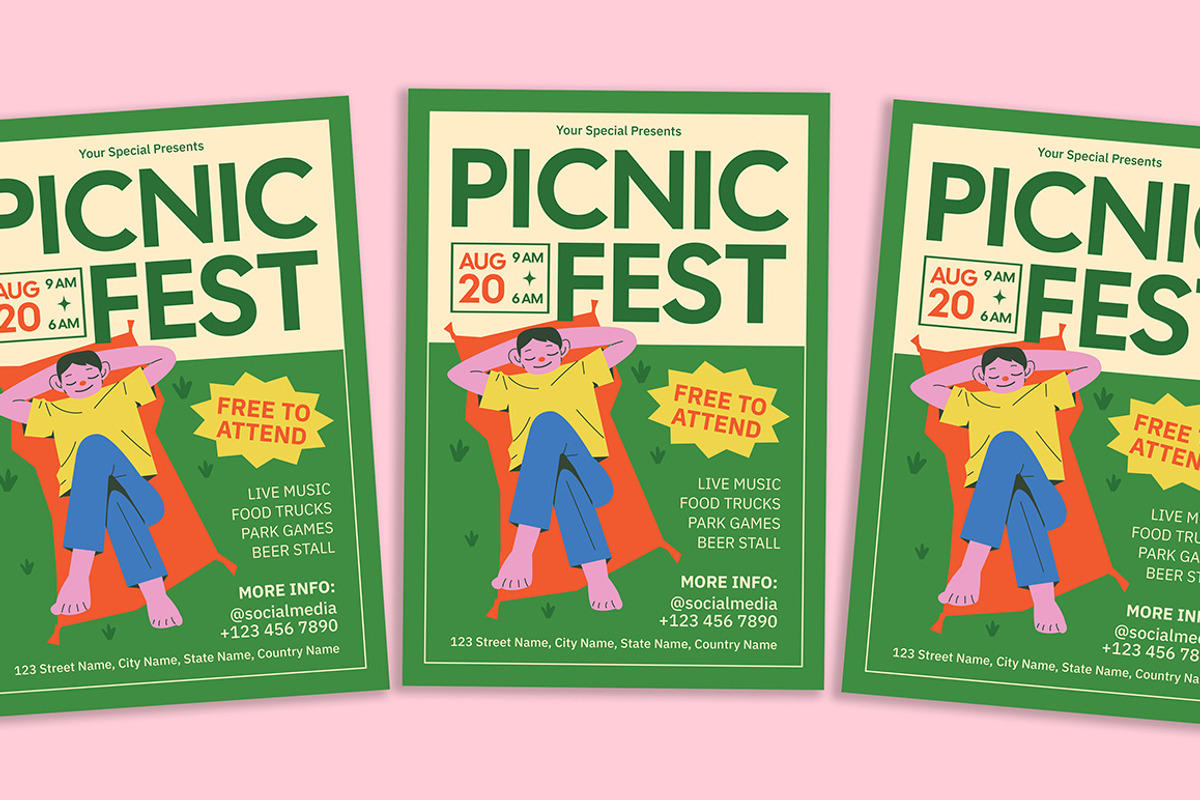 Picnic Festival Flyer, a Flyer Template by Gumico Studio. (Photo 1 of 3)