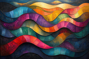 Abstract waves in vibrant colors cre, a Photo by Tanuart