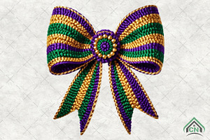 Mardi Gras Crochet Bow PNG, an Illustration by Craft Nest