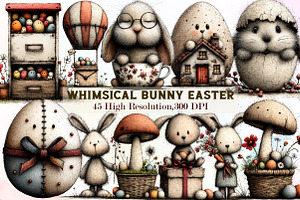 Whimsical Bunny Easter Clipart, an Illustration by Sublimation Artist
