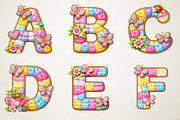 Easter Patchwork Alphabet PNG Bundle, an Illustration by RobertsArt (Thumbnail 2 of 7)
