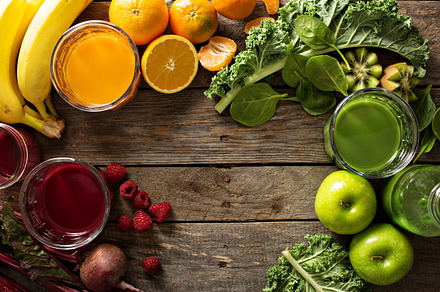 Variety of fresh vegetable and fruit juices stock photo containing variety, a Food & Drink Photo by farwasser