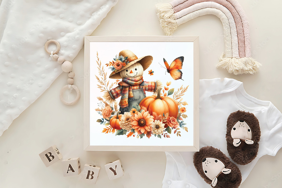 Autumn Fall Scarecrow Clipart, an Illustration by CraftArtStudio (Photo 6 of 6)