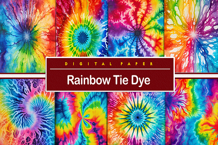 Rainbow Tie Dye, a Background Graphic by Printable Treasure