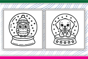 Christmas Snow Globe Coloring Pages, an Illustration by LightExpress (Thumbnail 2 of 4)