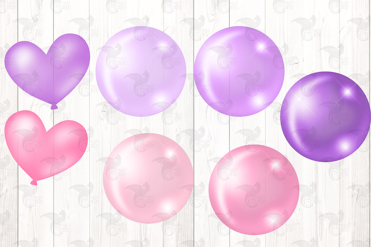Pink & Purple Balloon Arch Clipart, an Illustration by Digital Curio