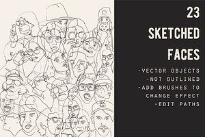 Hand Sketched Faces Vector