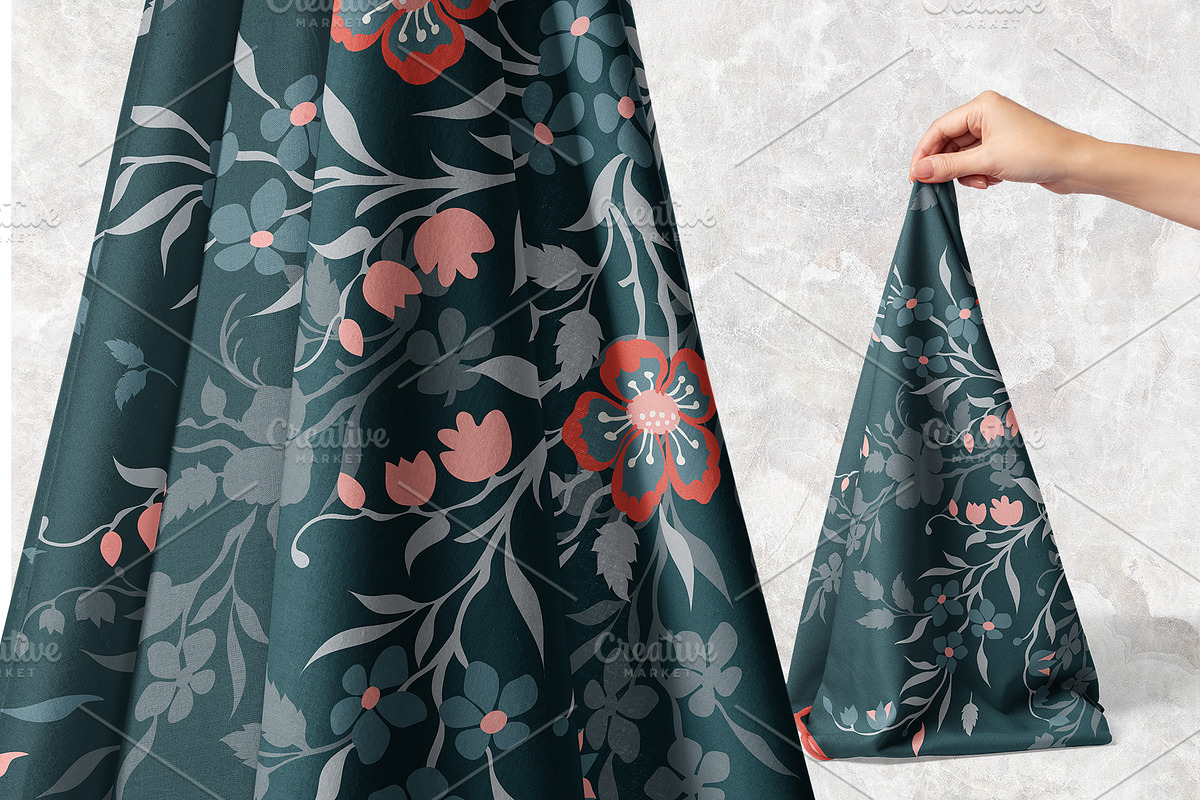 Twilight Garden Floral Scarf, an Object Graphic by ilustrinna (Photo 6 of 7)