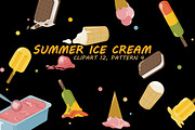 Summer Ice Cream Clipart, Pattern, a Food Illustration by Vaniuta_Art (Thumbnail 1 of 6)