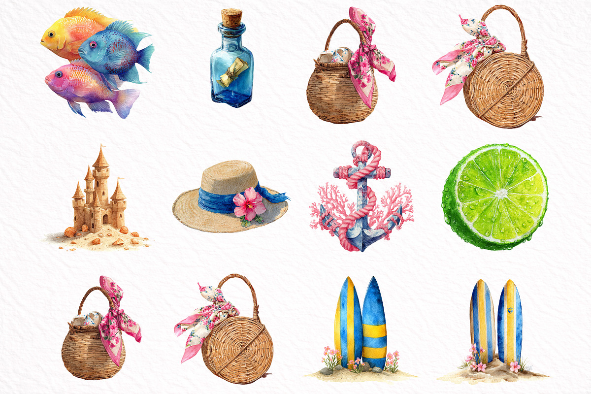 Whimsical Summer Clipart, an Illustration by DreamArtGraphic (Photo 5 of 8)