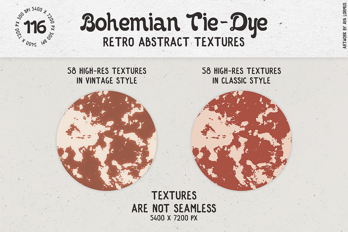 Bohemian TieDye Retro textures, a Texture Graphic by AyaLormus (Photo 2 of 17)