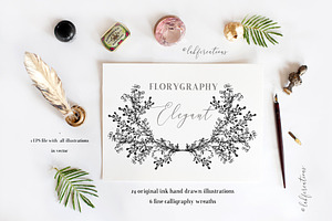 Elegant. Ink Calligraphy Wreaths