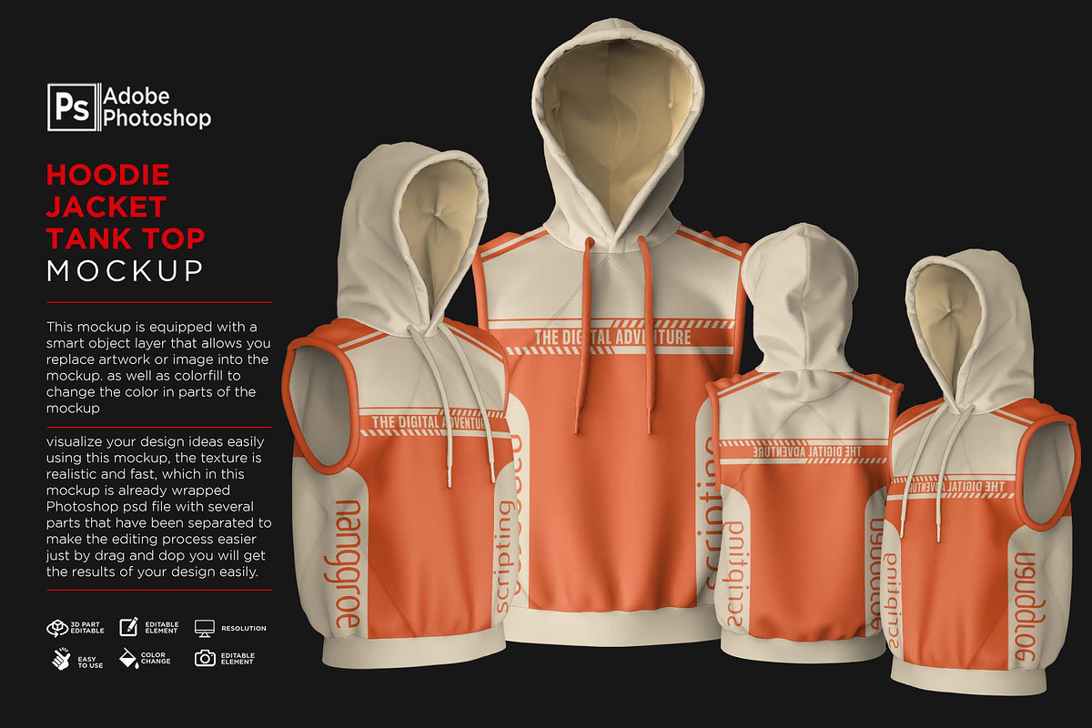 Hoodie Jacket Tank To Mockup, a Shirt Mockup by Nanggroe Scripting (Photo 1 of 9)